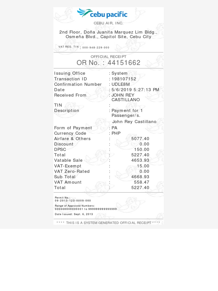 Official Receipt PDF | PDF | Receipt | Financial Technology