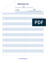 Daily Done List Template