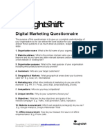 Digital Marketing Questionnaire: Thoughtshift - T: 01273 666 884 - E