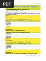 MCQs On Java Data Types From