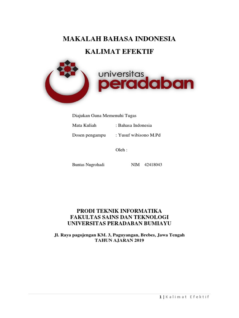 Makalah Kalimat Efektif Word Docx