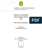 Project in Ged0027 Math in Modern World K02 "Pen Survey Evaluation"