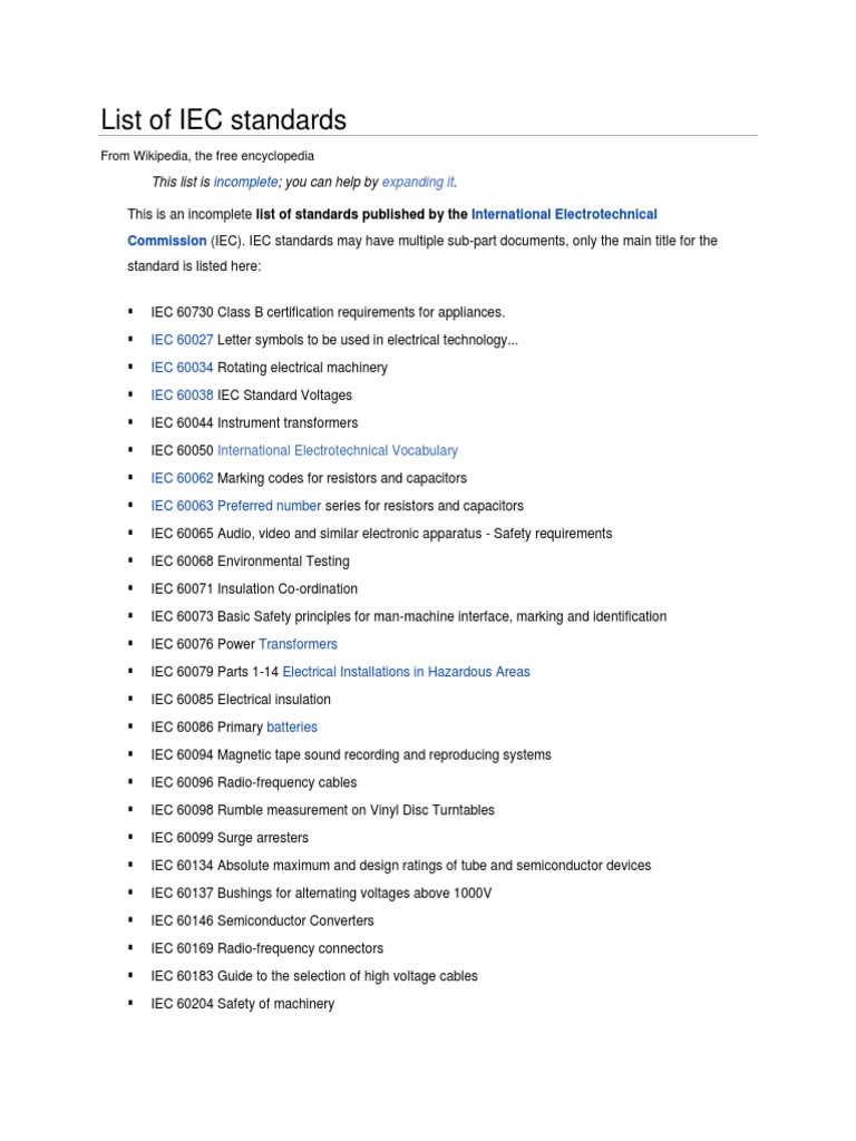 Comprehensive IEC Standards List | PDF | Photovoltaics | International ...