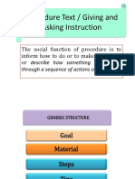 Procedure Text / Giving and Asking Instruction
