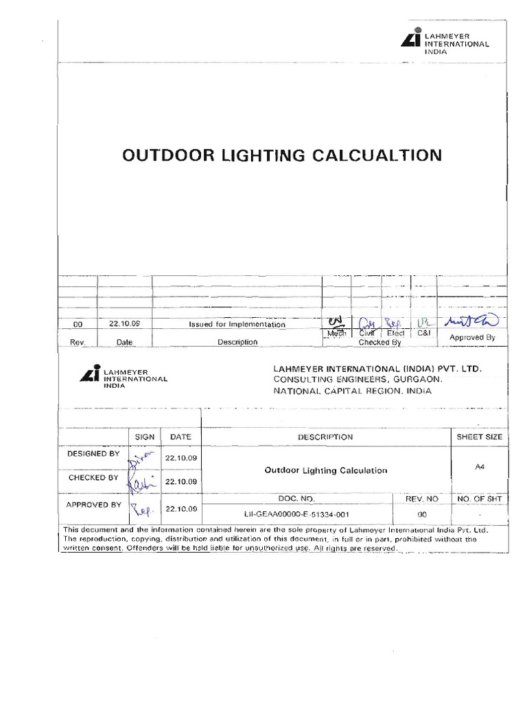 Standard Calculation For Outdoor Lighting PDF | PDF | Lighting ...