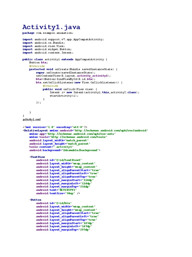 Android Activity Transition with Button Click PDF Mobile Linux