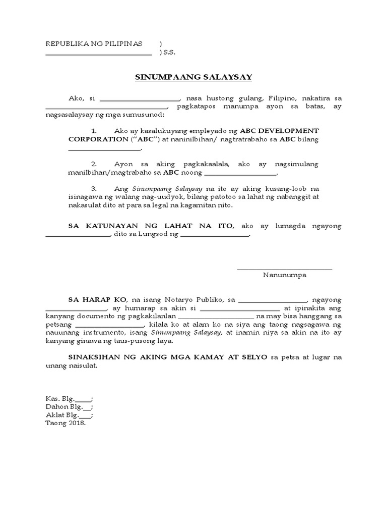 Sinumpaang salaysay