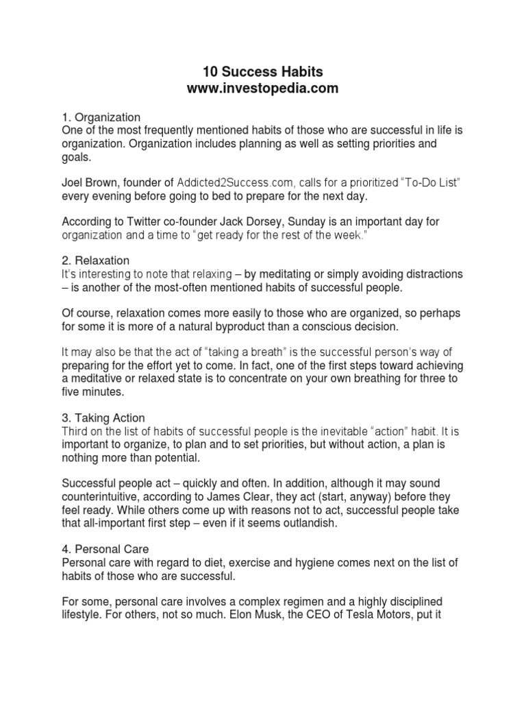10 Success Habits | PDF