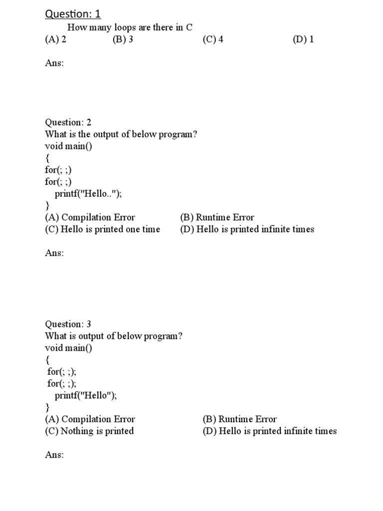 Question | C (Programming Language) | Notation