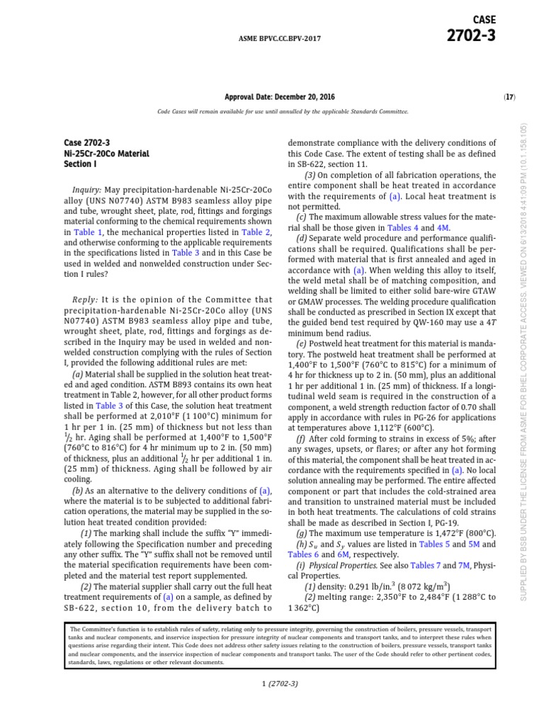 Asme BPVC 2017 Code Case 2702-3 | PDF | Heat Treating | Materials Science