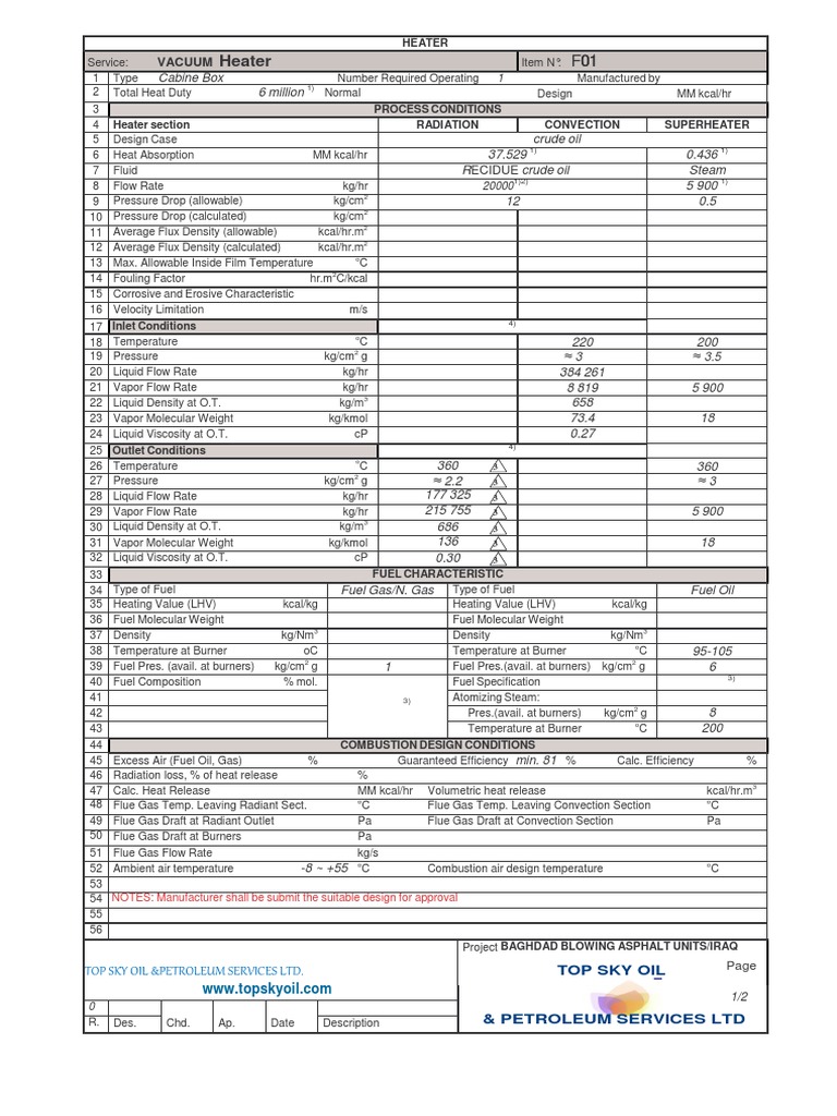Heater Data Sheet | PDF | Flow Measurement | Hvac
