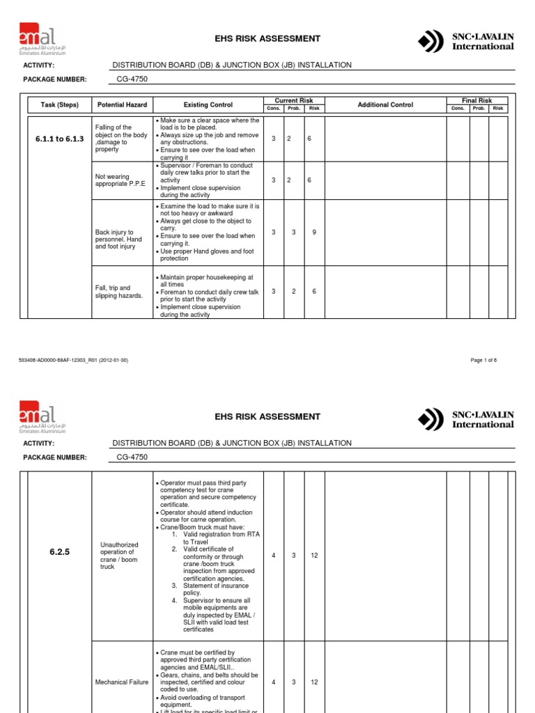 Junction Risk Assessment for Installation | PDF | Crane (Machine ...