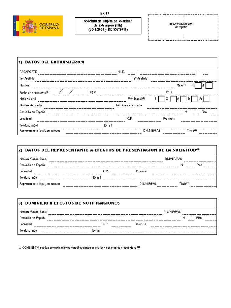 Solicitud Formulario EX-17 TIE | PDF | Privacidad de la información ...