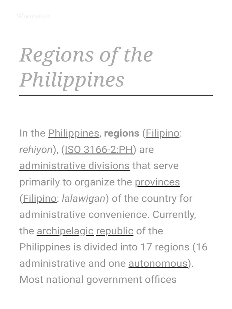 Philippine Administrative Regions Overview | PDF | Philippines | Government