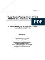 Creep Rupture Testing of Alloy 617 and A508/533 Base Metals and Weldments