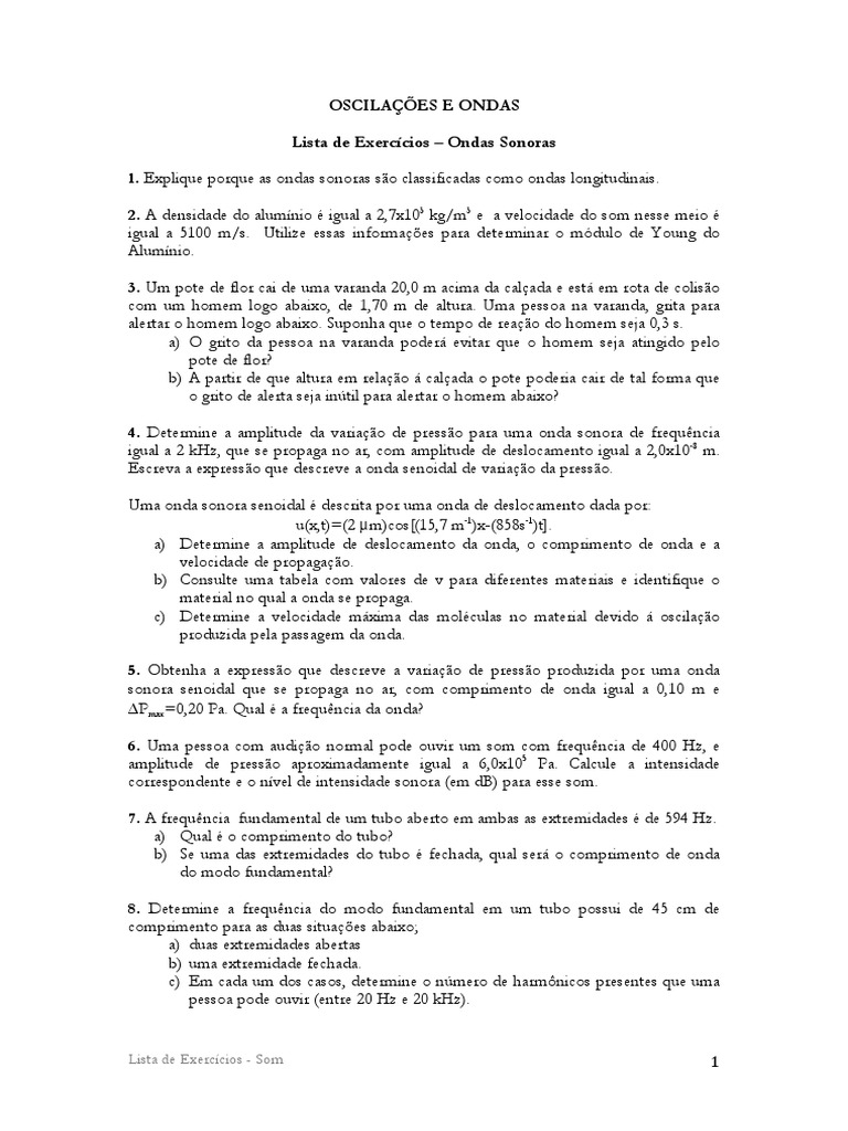 Prova de Residencia Unifesp Fisica Medica PDF Som Audição