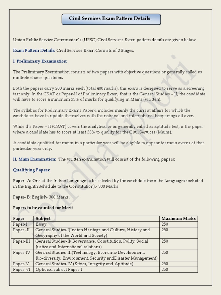 UPSC Civil Services Exam Pattern | PDF | Languages Of India