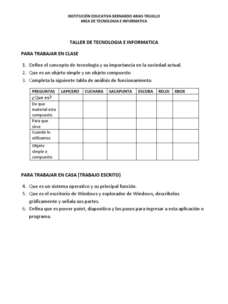 Taller de Tecnología e Informática | PDF | Informática