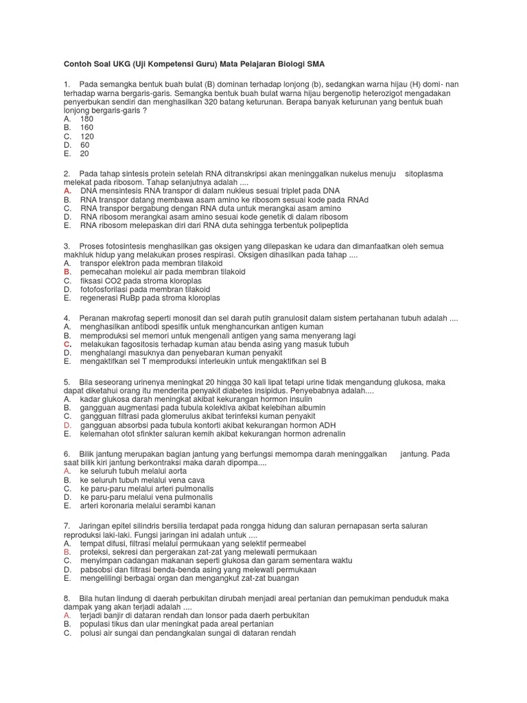 Contoh Soal Ppg Biologi Sma