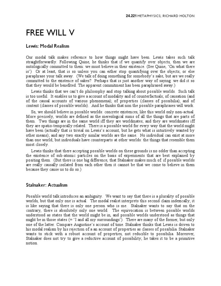 Modal Realism vs. Actualism in Metaphysics | PDF | Modal Logic | Causality