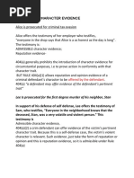 Admissible:Inadmissible Character Evidence