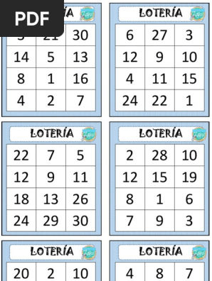 Loteria Numeros Del 1 Al 30 A Color Materiales Zany Pdf