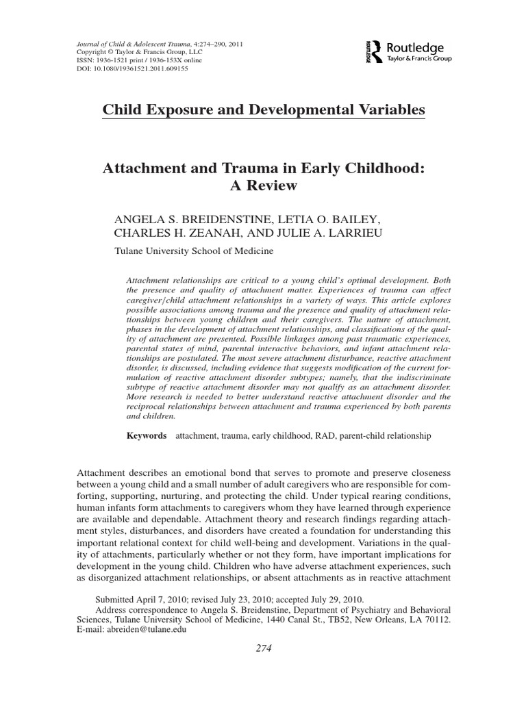 Attachment and Trauma in Early Childhood | PDF | Attachment Theory ...