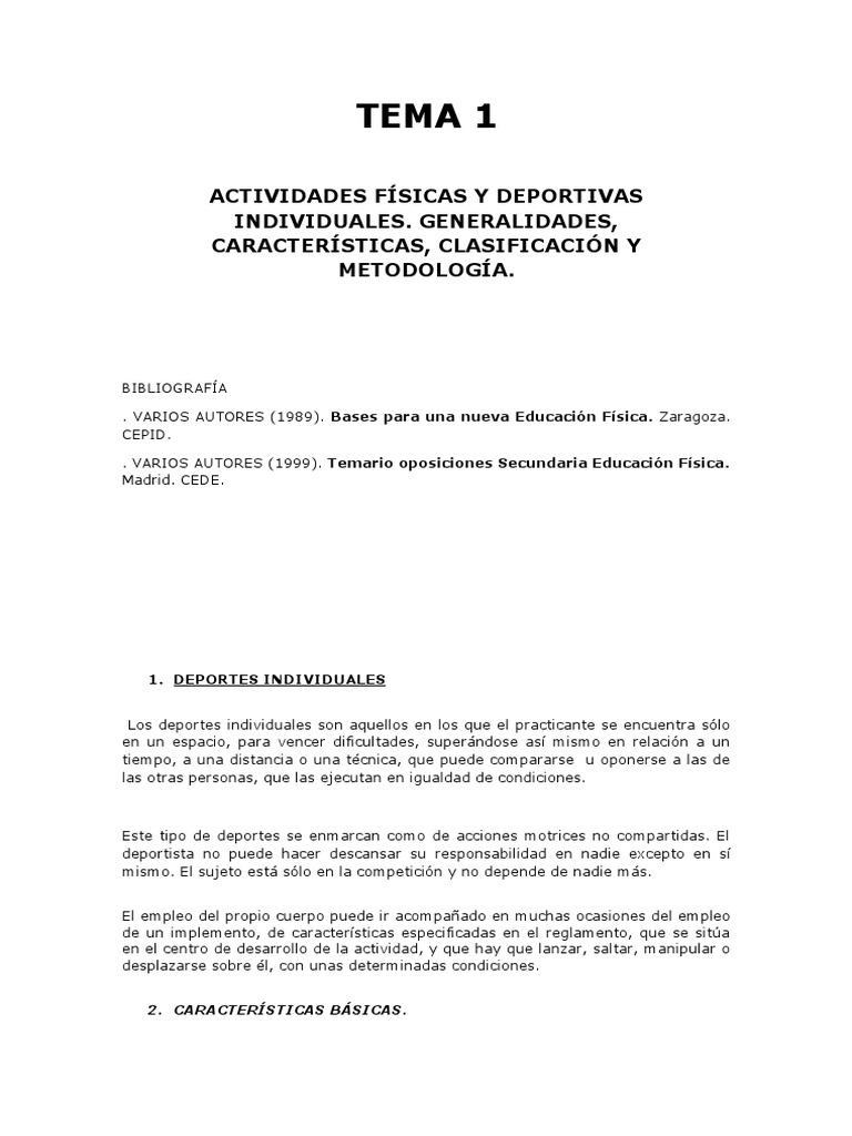 Características de los Deportes Individuales | PDF | Deportes | Deporte ...