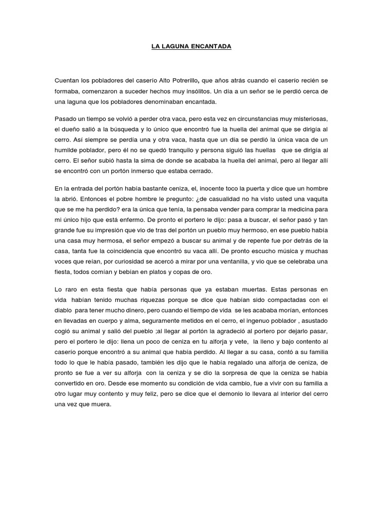 Leyenda de la Laguna Encantada | PDF