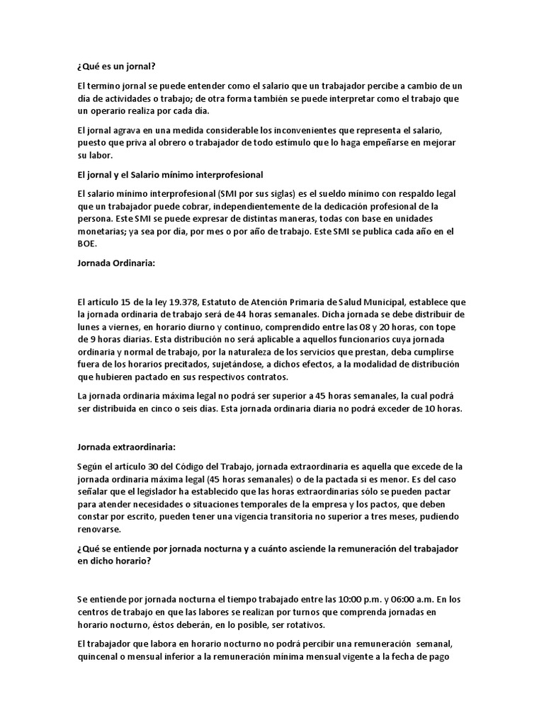 Qué Es Un Jornal? | PDF | Salario mínimo | Salario