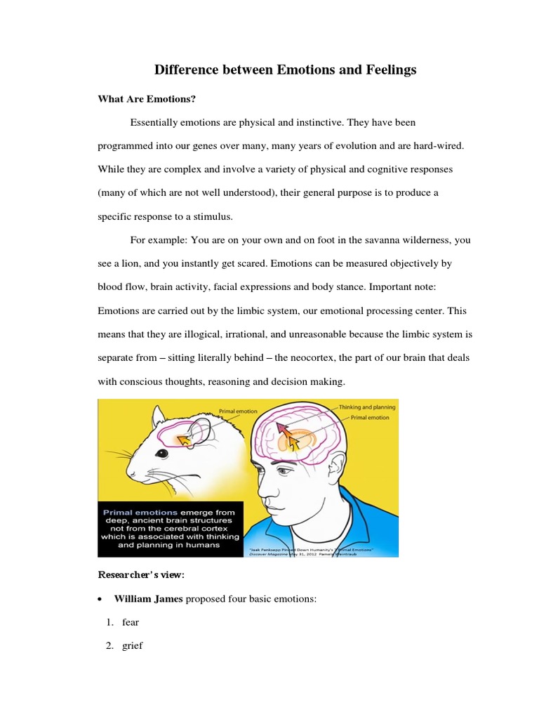 Difference Between Emotions and Feelings | PDF | Feeling | Emotions