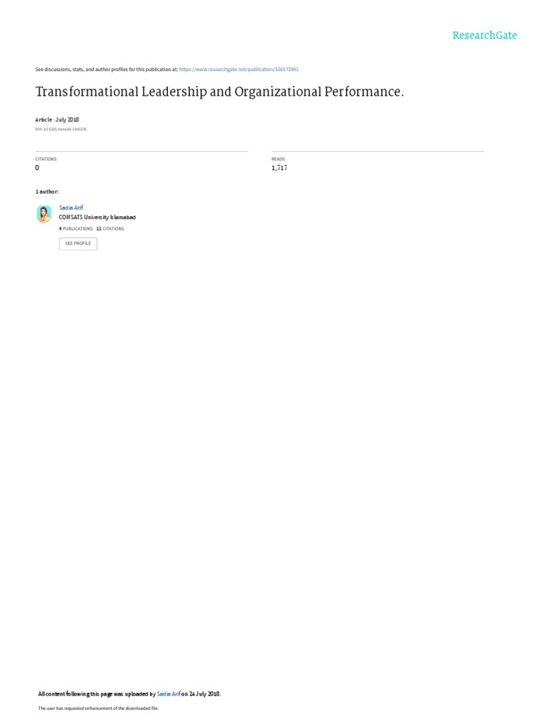 Transformational Leadership's Impact on Performance | PDF ...