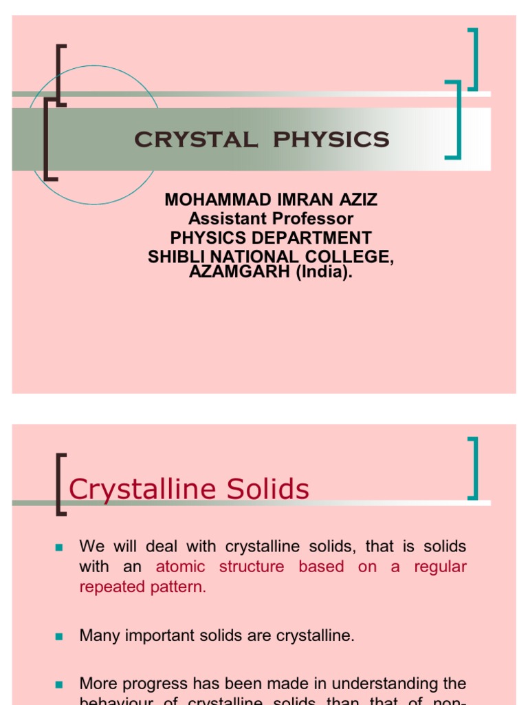 Crystal Physics by Imran Aziz PDF Crystal Structure Crystal