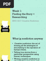 Week 1: Finding The Story + Researching: ENG: 3217 Creative Nonfiction