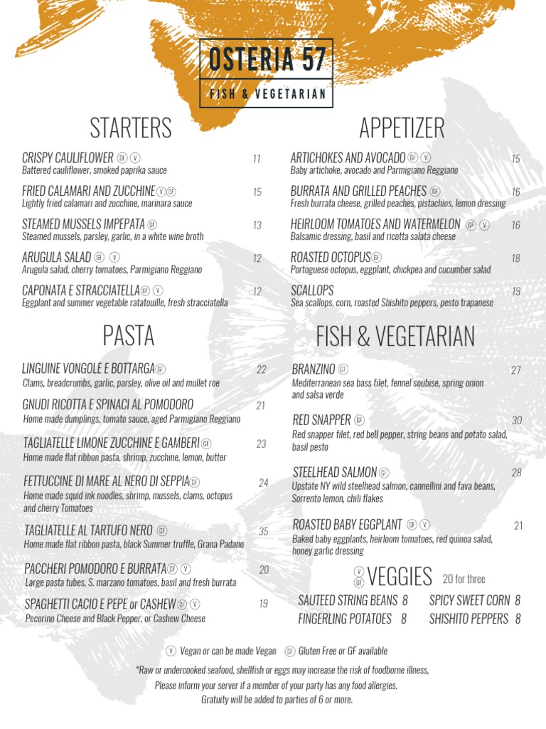 Osteria 57 Menu, Summer 2019 PDF Salad Foods