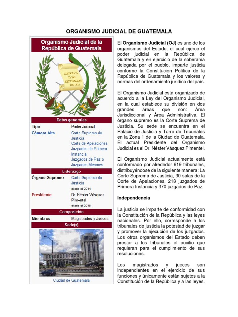 Funciones del Organismo Judicial en Guatemala | PDF | Jurisdicción ...