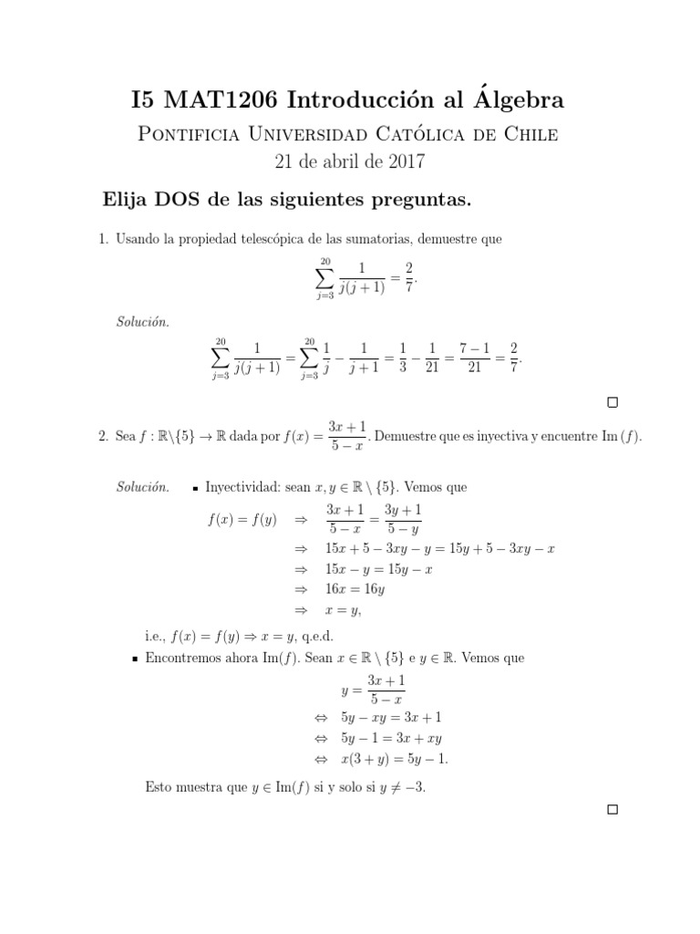 Problemas de álgebra y funciones: Demostraciones de propiedades | PDF ...