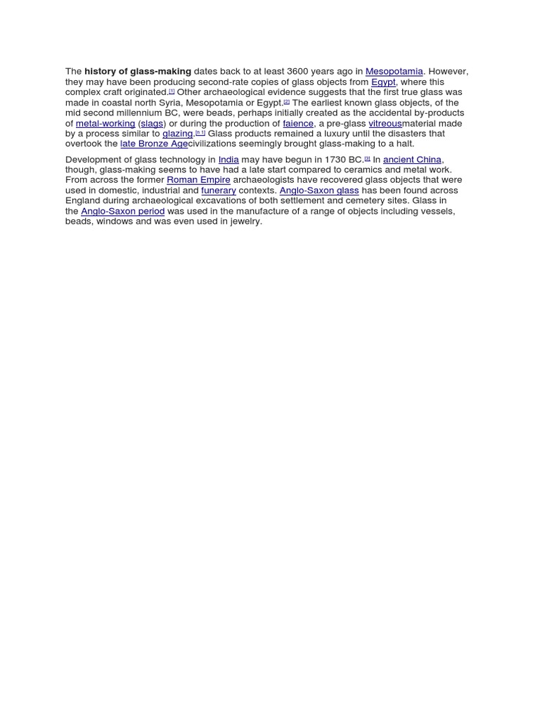 History of Glass-Making Through Ages | PDF | Social Science