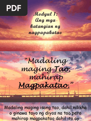 Modyul 1 Katangian Ng Nagpapakatao Pdf