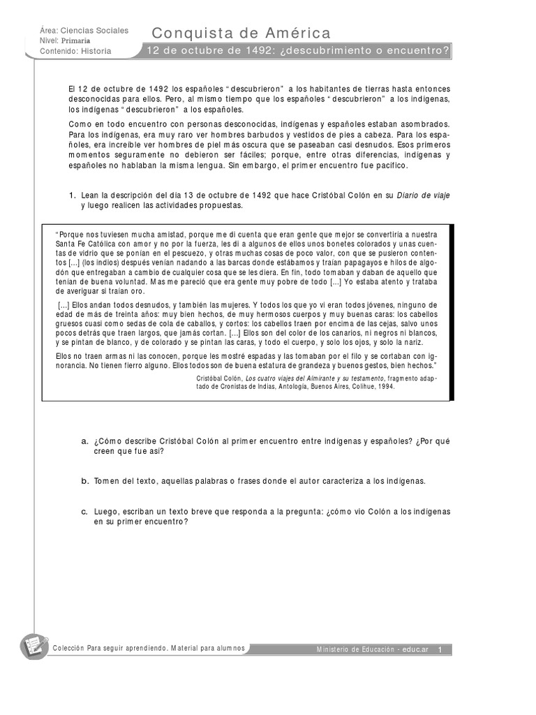 Encuentro de Culturas: 12 de Octubre | PDF | Cristobal colon | Pueblos ...