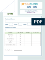 Examen Trimestral Sexto Grado Bloque3 2018-2019