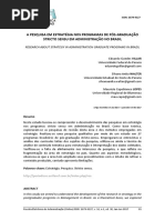 A Pesquisa Em Estratégia Nos Programas de Pós-graduação Stricto Sensu Em Administração No Brasil