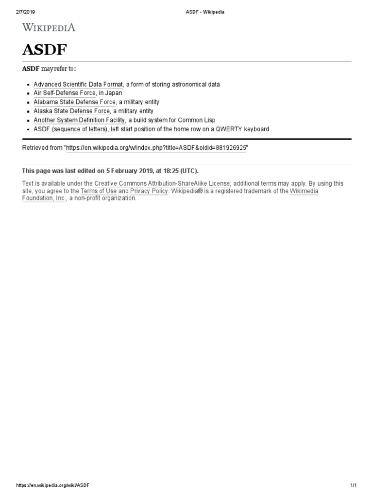 ASDF May Refer To:: This Page Was Last Edited On 5 February 2019, at 18 ...