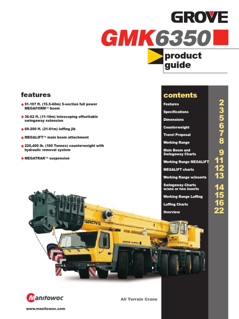 Grove GMK 6350 - 350T PDF | PDF | Crane (Machine) | Transmission ...
