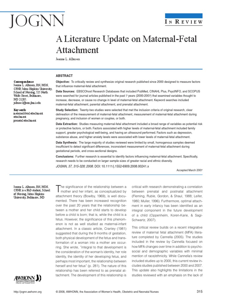 Maternal Fetal Attachment | PDF | Prenatal Development | Pregnancy