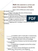 Direction: Write TRUE If The Statement Is Correct and Write The Correct Answer If The Statement Is FALSE