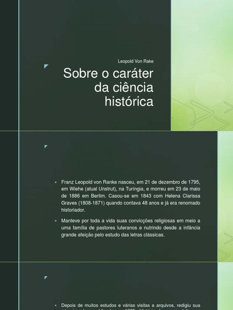 Caráter da Ciência Histórica de Ranke | PDF | Science | Ciência Filosófica