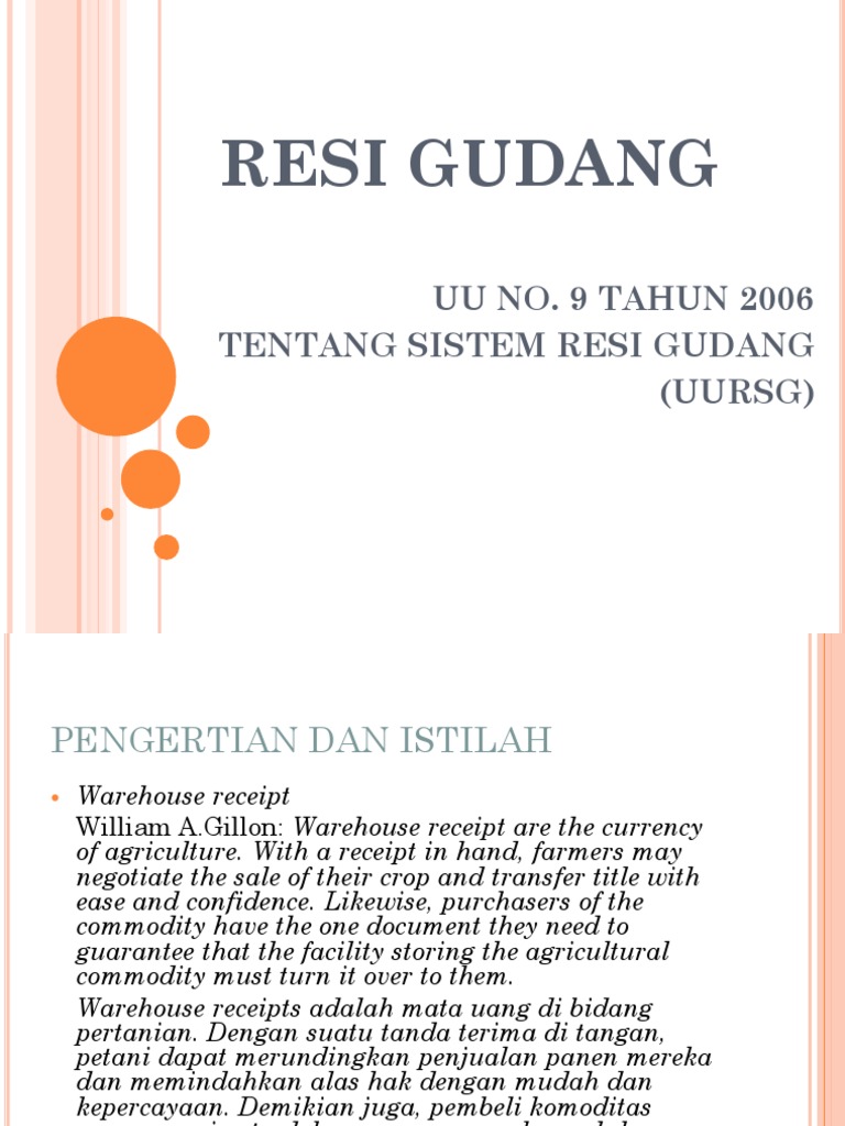 Pengertian dan Fungsi Resi Gudang | PDF | Hukum