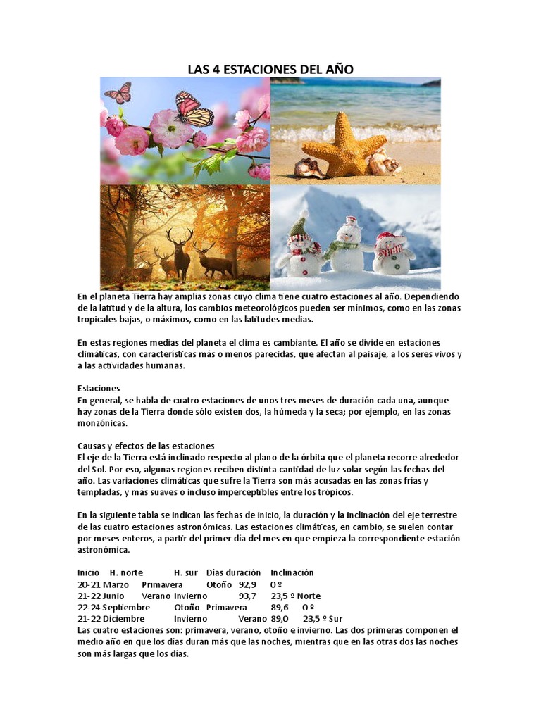 Las 4 Estaciones Del Año | PDF | Invierno | Tierra, image size:768x1024