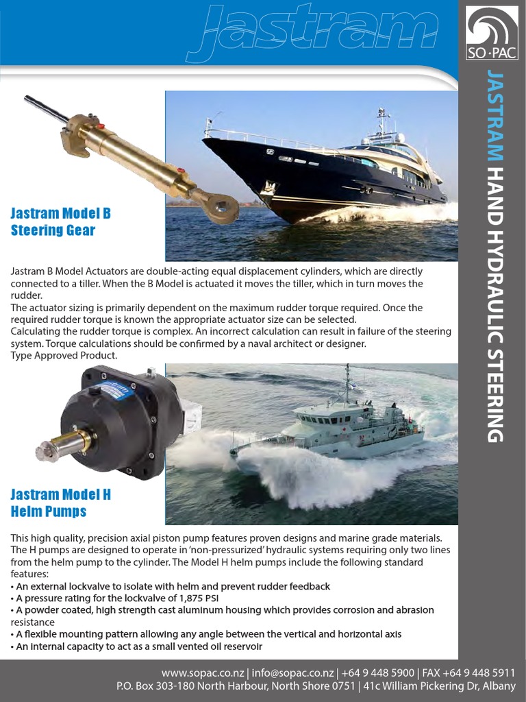 Jastram Hand Hydraulic Steering PDF Rudder Vehicle Parts